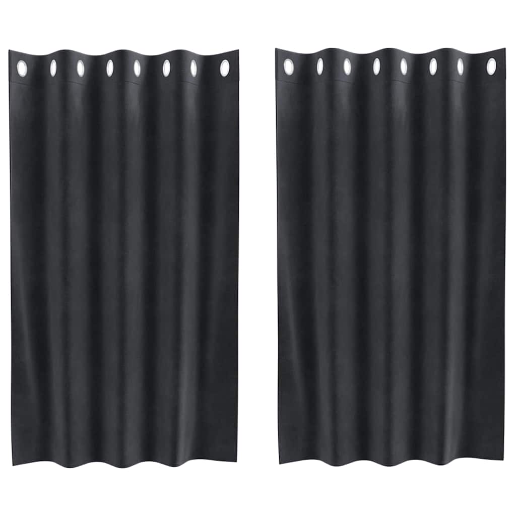 Curtains with Curtains 2 pcs Dark grey 140 x 140 cm Velvet