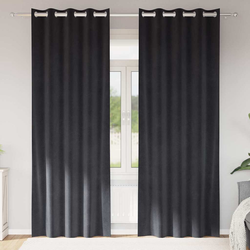Curtains with Curtains 2 pcs Dark grey 140 x 260 cm Velvet