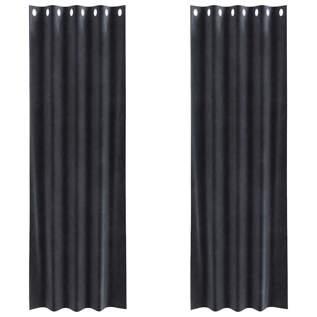 Curtains with Curtains 2 pcs Dark grey 140 x 260 cm Velvet