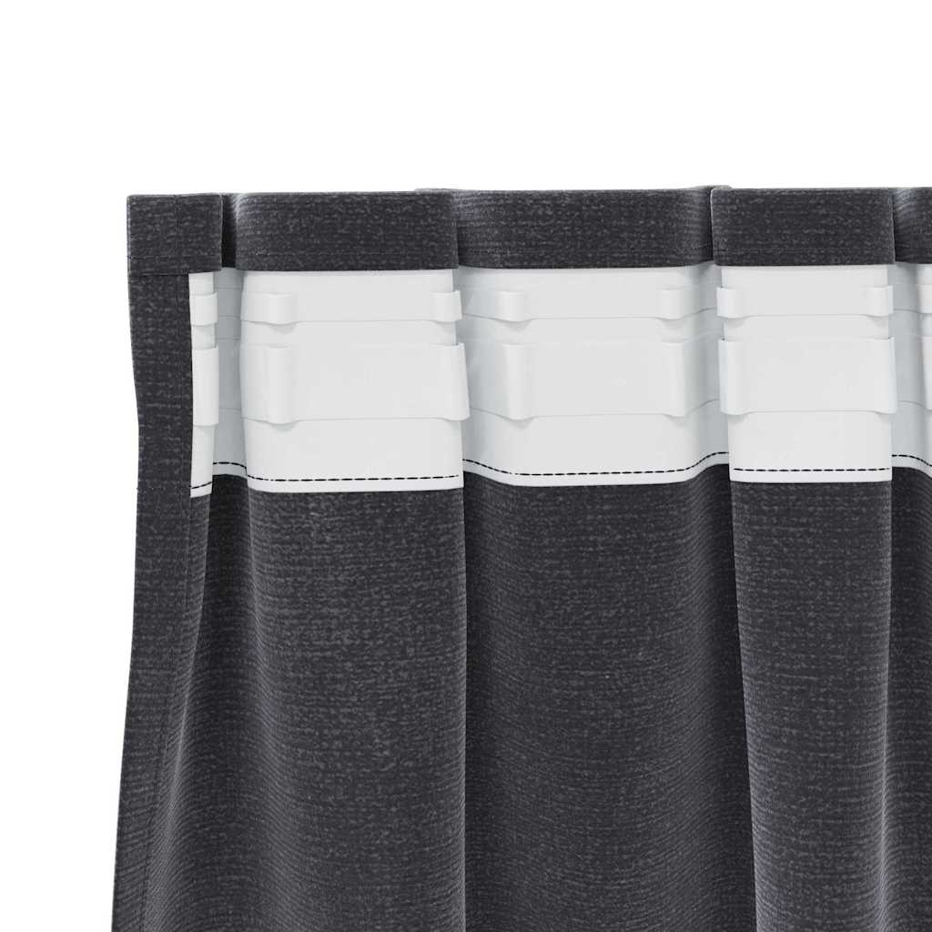 Curtains with Curtains 2 pcs Dark grey 140 x 260 cm Velvet