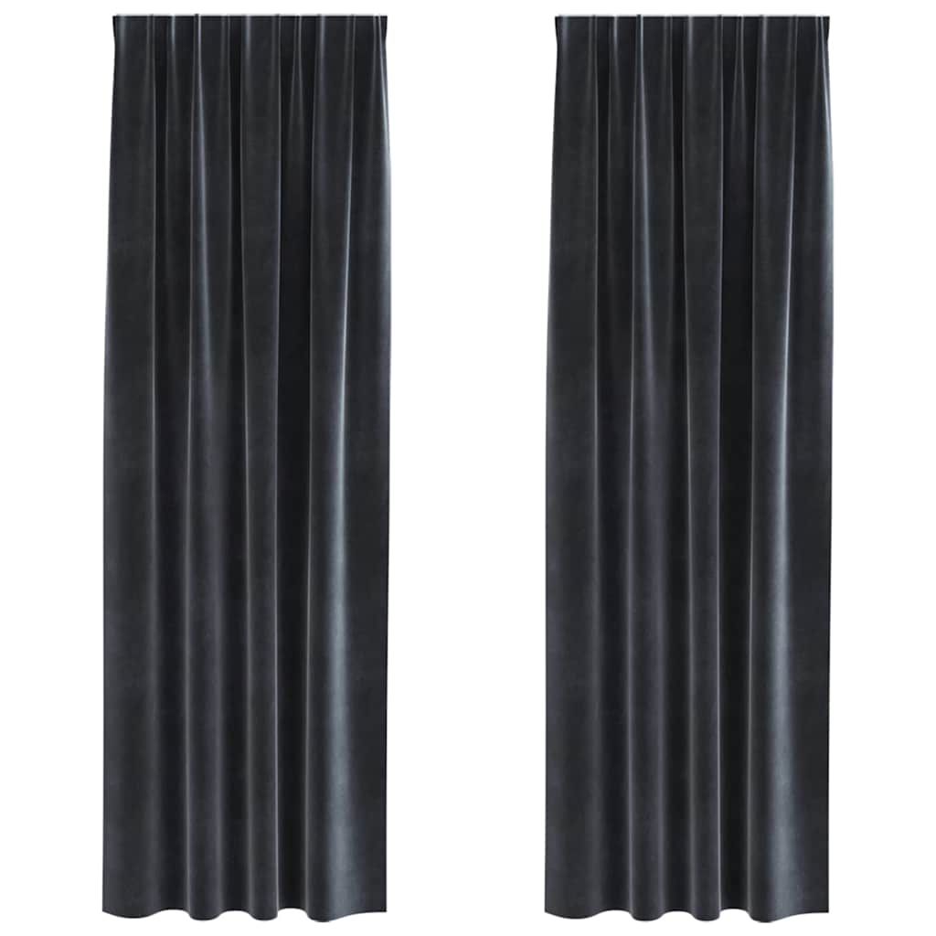 Curtains with Curtains 2 pcs Dark grey 140 x 260 cm Velvet