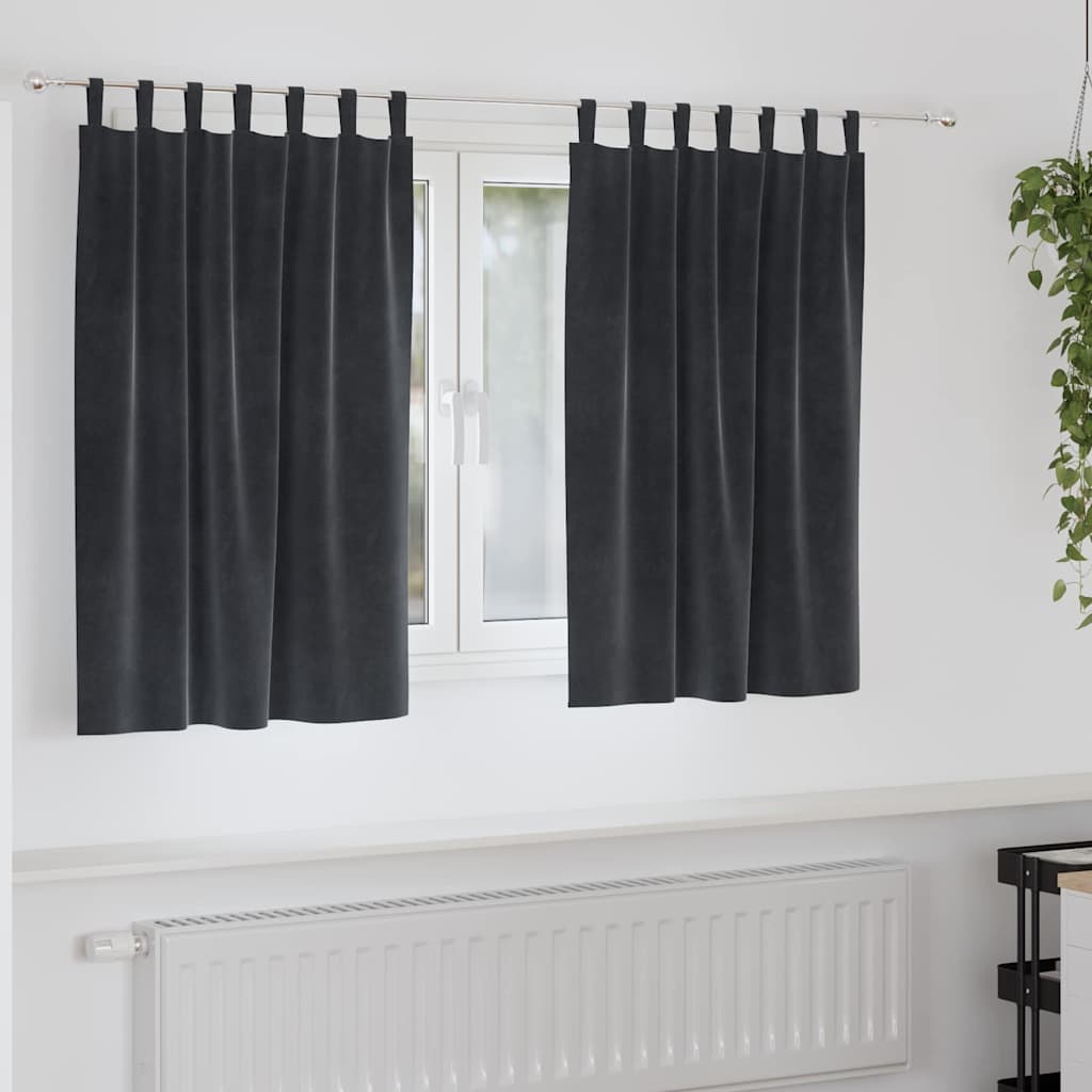 Curtains with Curtains 2 pcs Dark Grey 140 x 140 cm Velvet