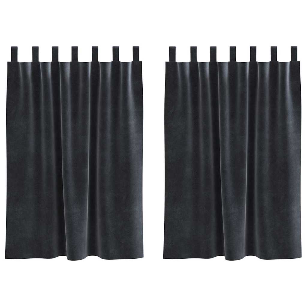 Curtains with Curtains 2 pcs Dark Grey 140 x 140 cm Velvet
