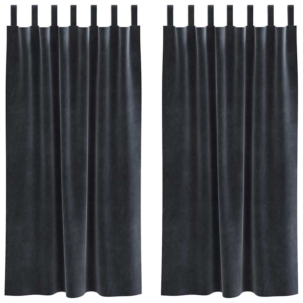 Curtains with Curtains 2 pcs Dark grey 140 x 175 cm Velvet