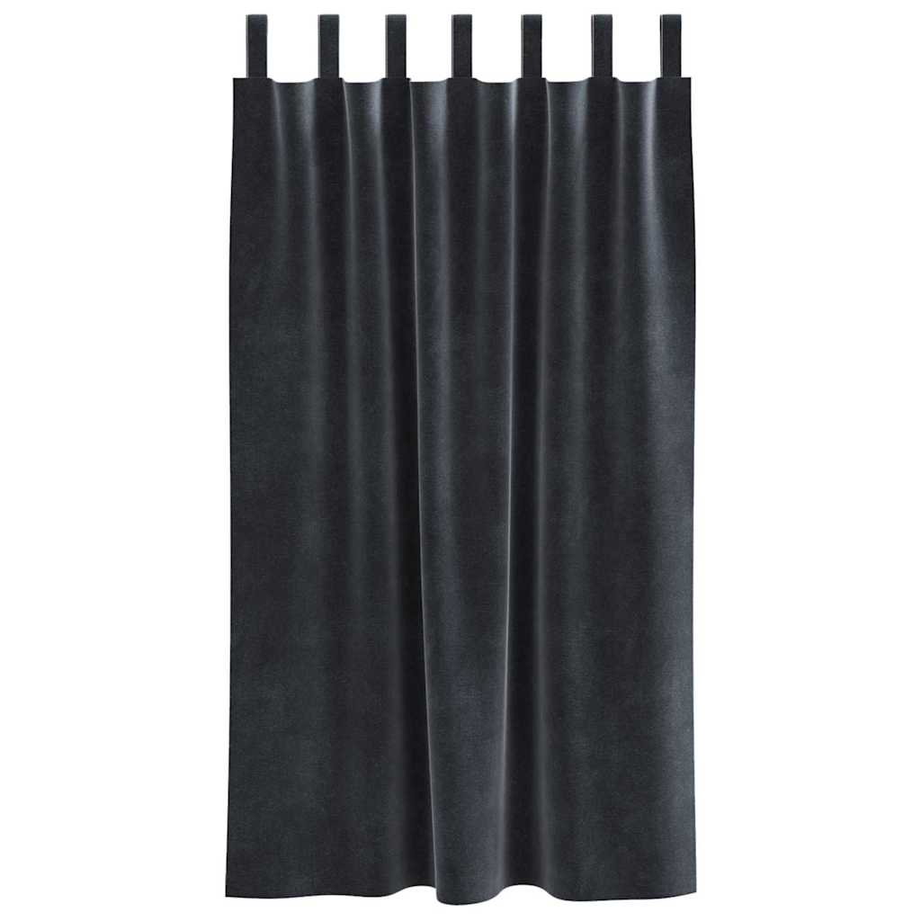 Curtains with Curtains 2 pcs Dark grey 140 x 175 cm Velvet
