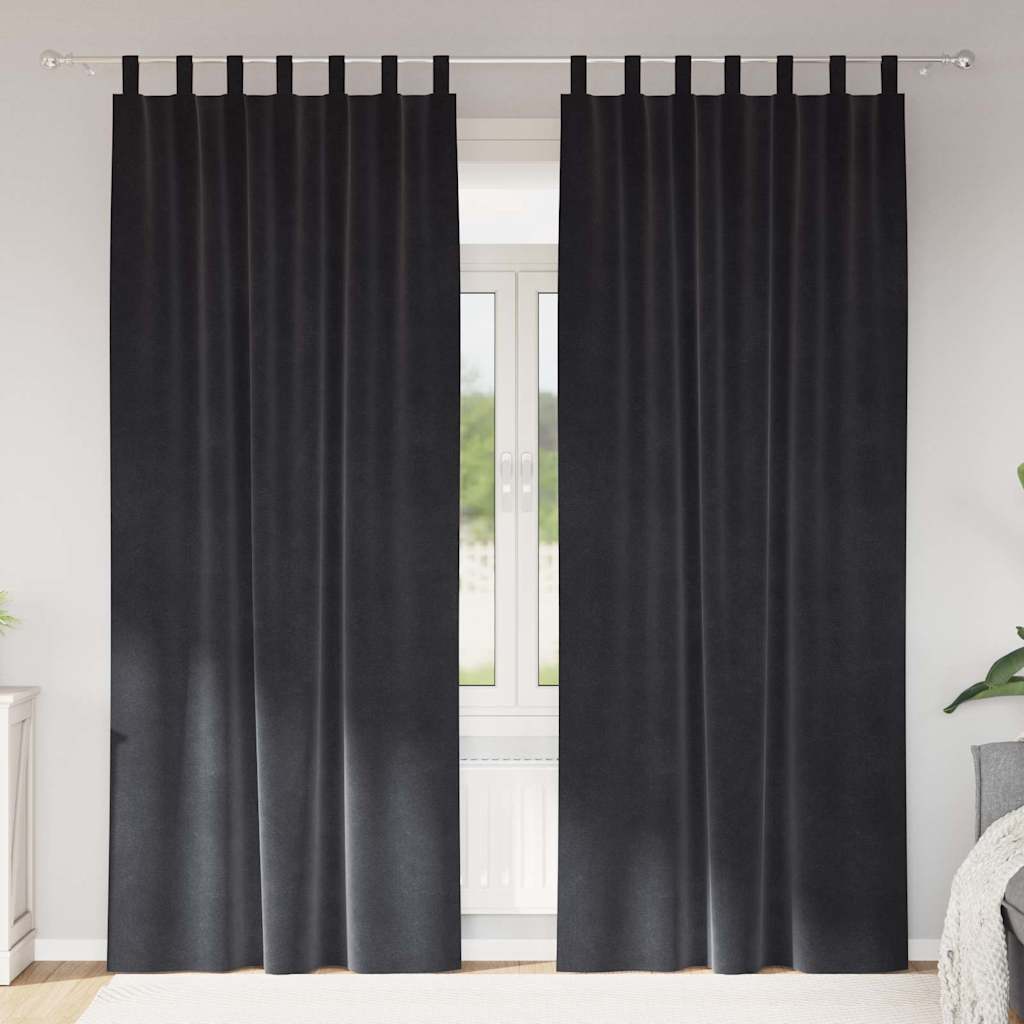 Curtains with Curtains 2 pcs Dark grey 140 x 245 cm Velvet