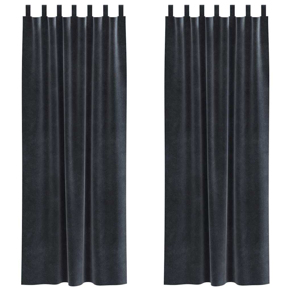 Curtains with Curtains 2 pcs Dark grey 140 x 260 cm Velvet