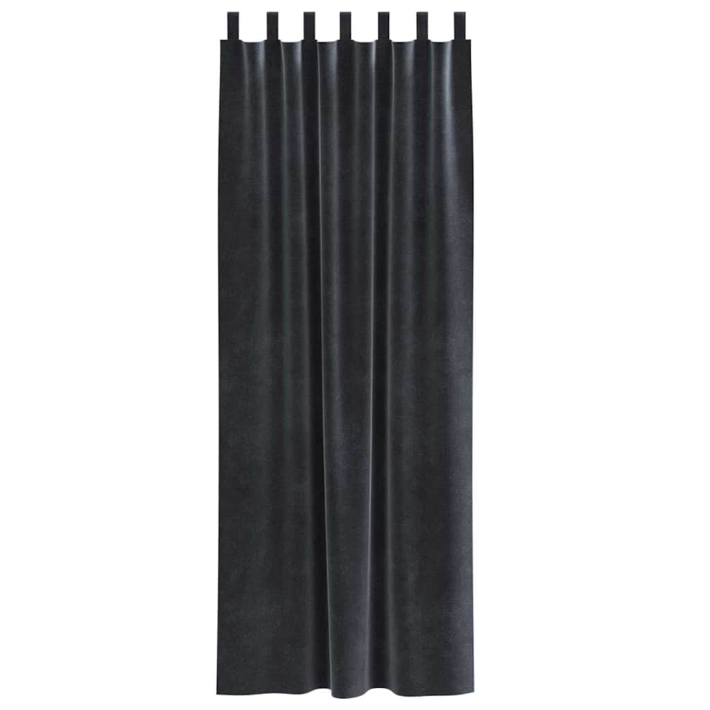 Curtains with Curtains 2 pcs Dark grey 140 x 260 cm Velvet