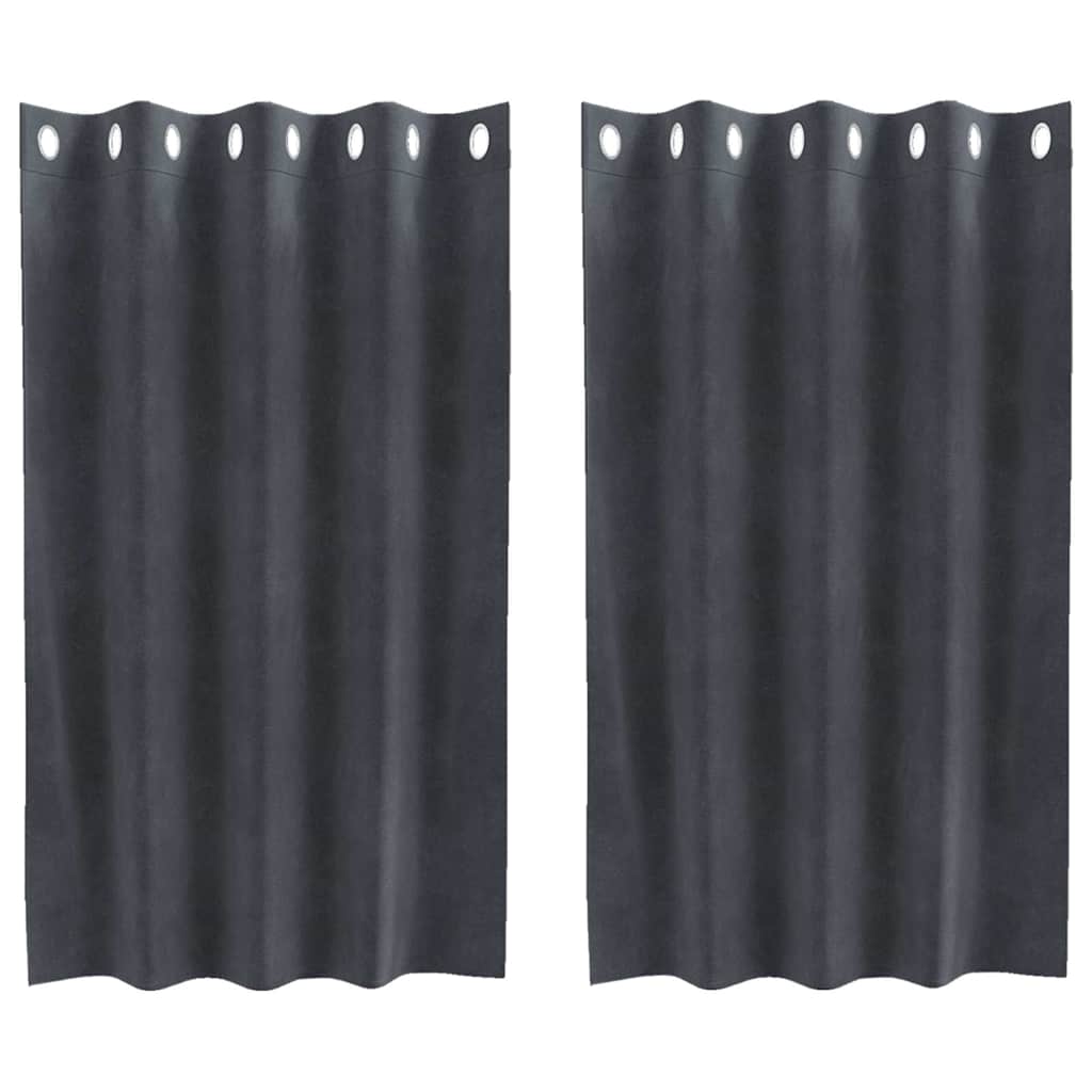 Curtains with Curtains 2 pcs Light grey 140 x 140 cm Velvet