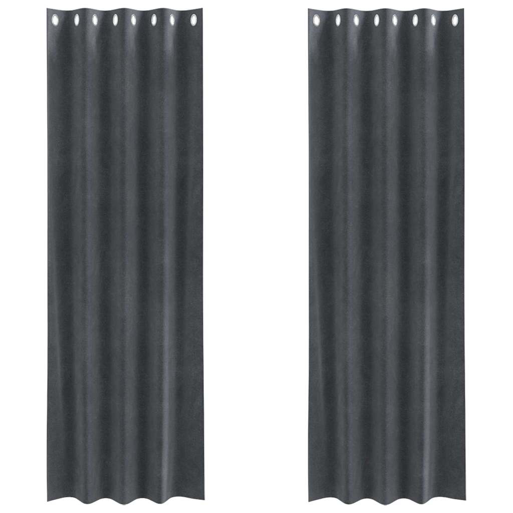 Curtains with Curtains 2 pcs Light grey 140 x 260 cm Velvet
