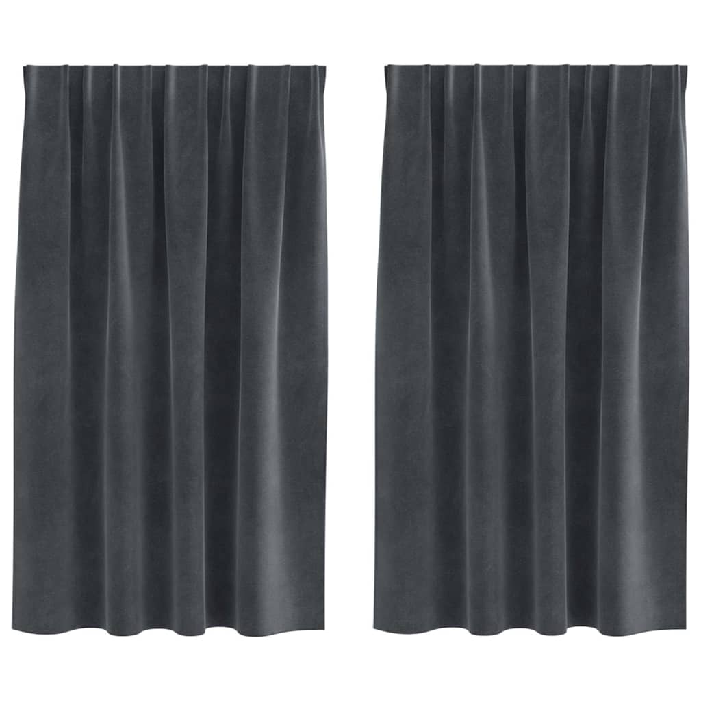 Curtains with Curtains 2 pcs Light grey 140 x 140 cm Velvet