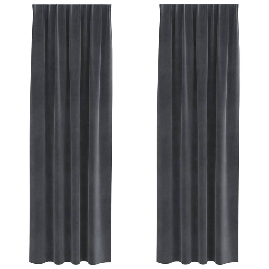 Curtains with Curtains 2 pcs Light Grey 140 x 260 cm Velvet