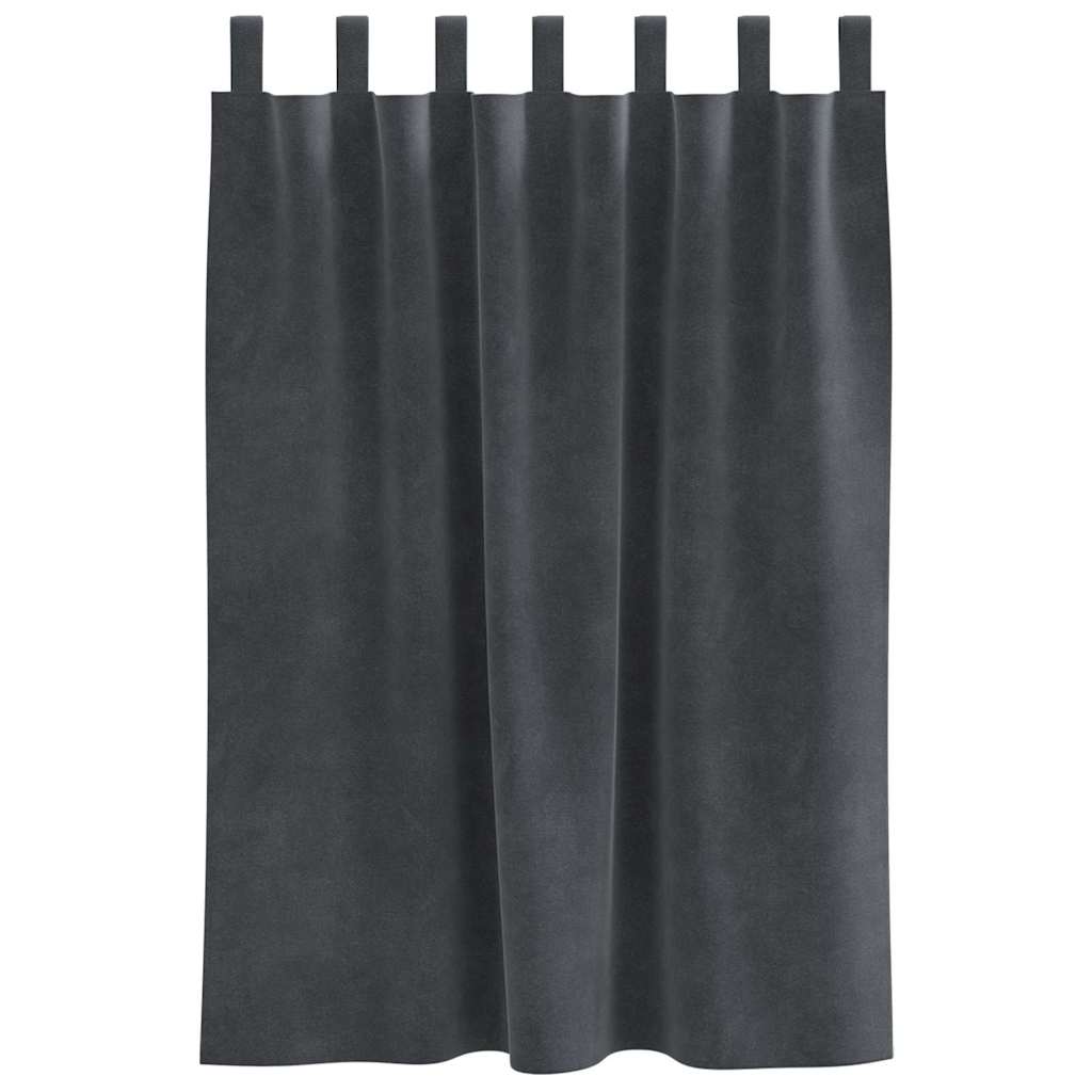Curtains with Curtains 2 pcs Light grey 140 x 140 cm Velvet