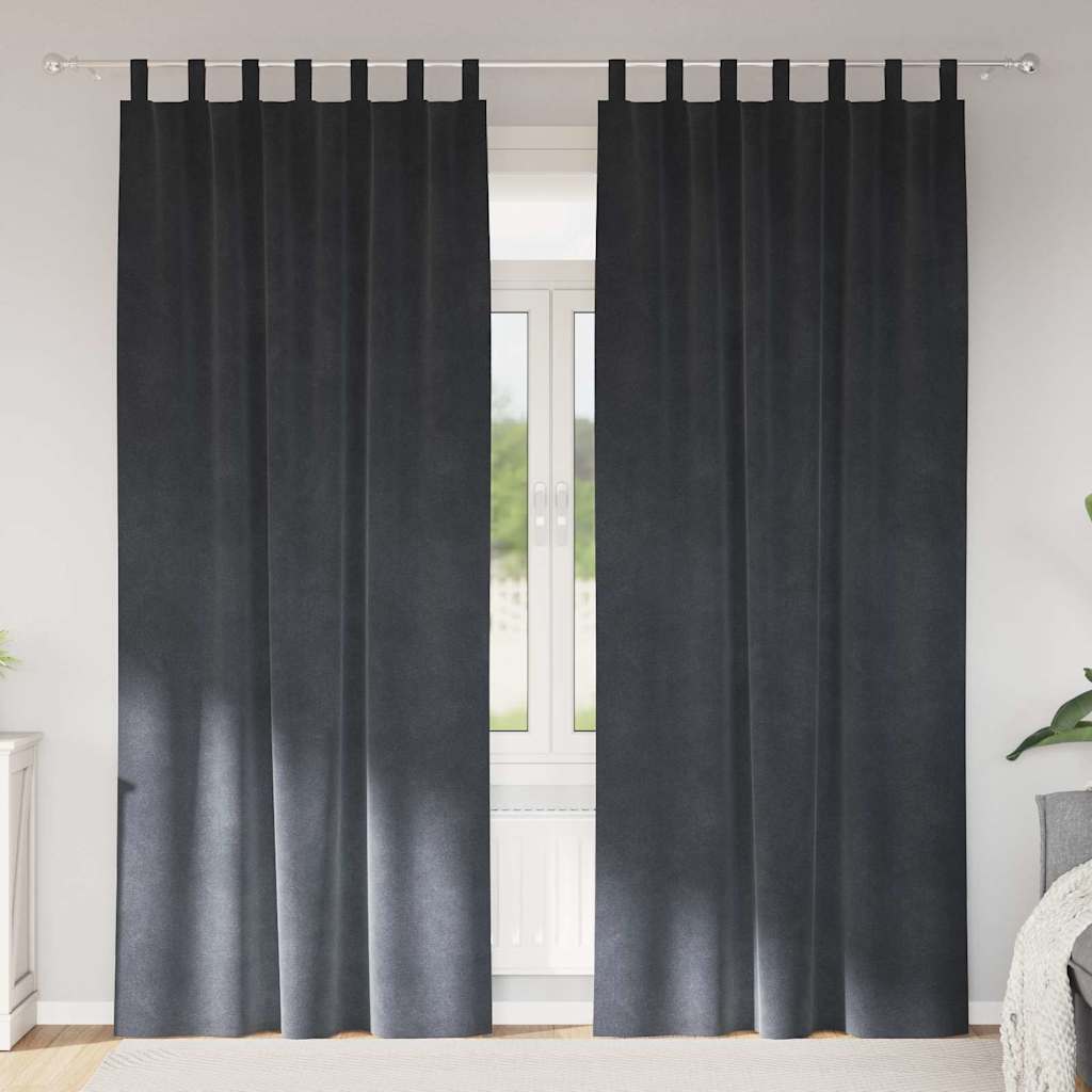 Curtains with Curtains 2 pcs Light grey 140 x 260 cm Velvet