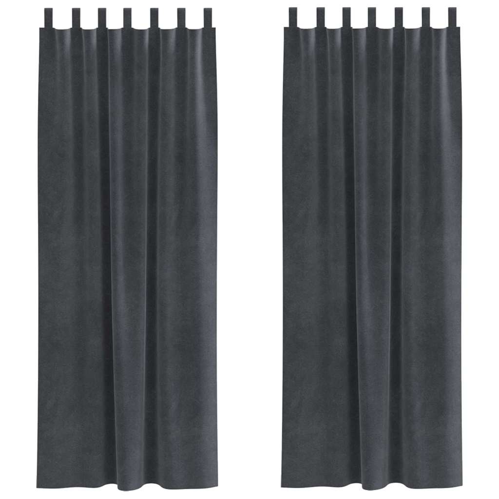 Curtains with Curtains 2 pcs Light grey 140 x 260 cm Velvet