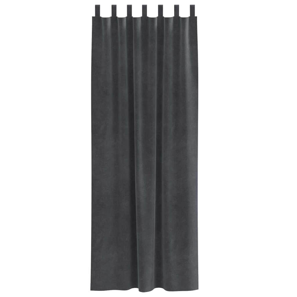 Curtains with Curtains 2 pcs Light grey 140 x 260 cm Velvet