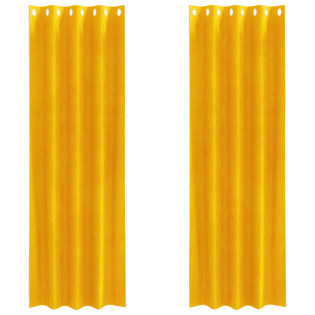 Curtains with Curtains 2 pcs Mustard yellow 140 x 260 cm Velvet