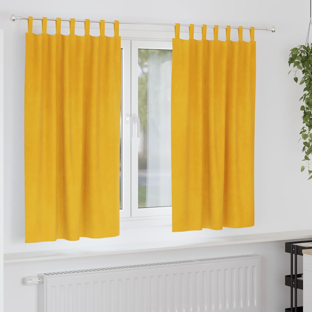 Curtains with Curtains 2 pcs Mustard Yellow 140 x 175 cm Velvet