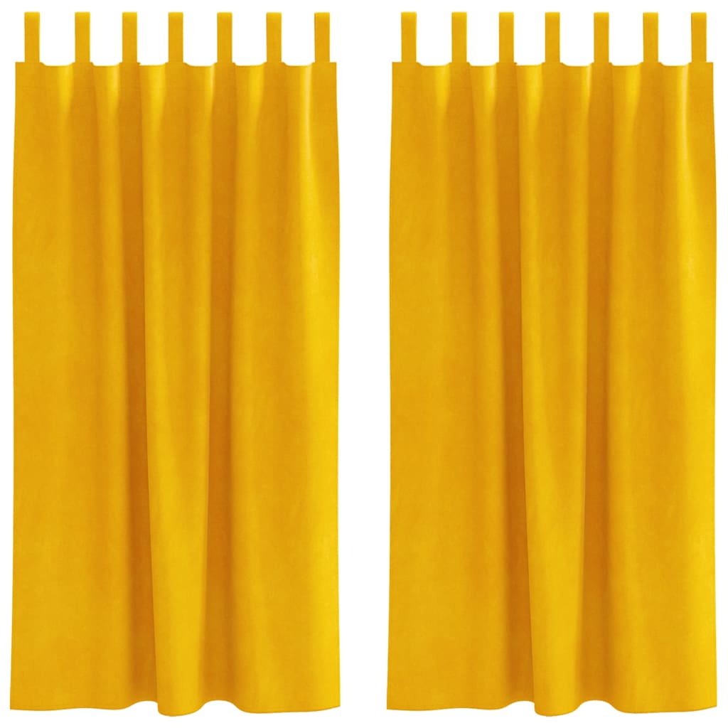Curtains with Curtains 2 pcs Mustard Yellow 140 x 175 cm Velvet