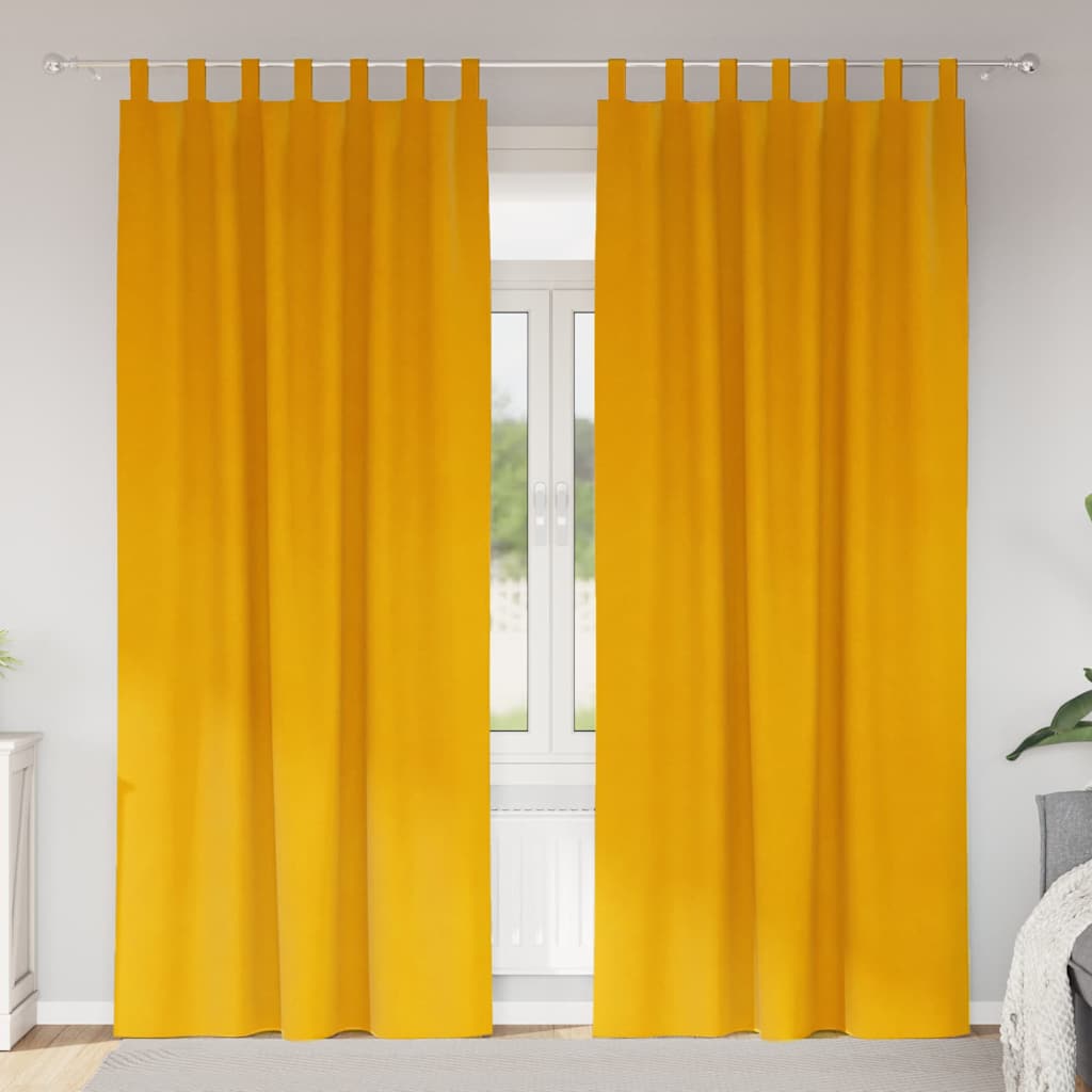 Curtains with Curtains 2 pcs Mustard yellow 140 x 245 cm Velvet