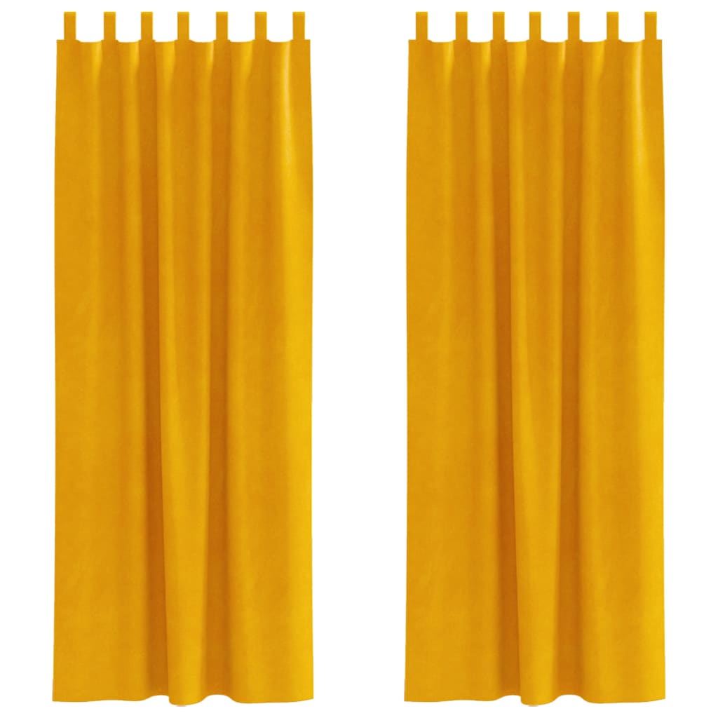 Curtains with Curtains 2 pcs Mustard yellow 140 x 245 cm Velvet