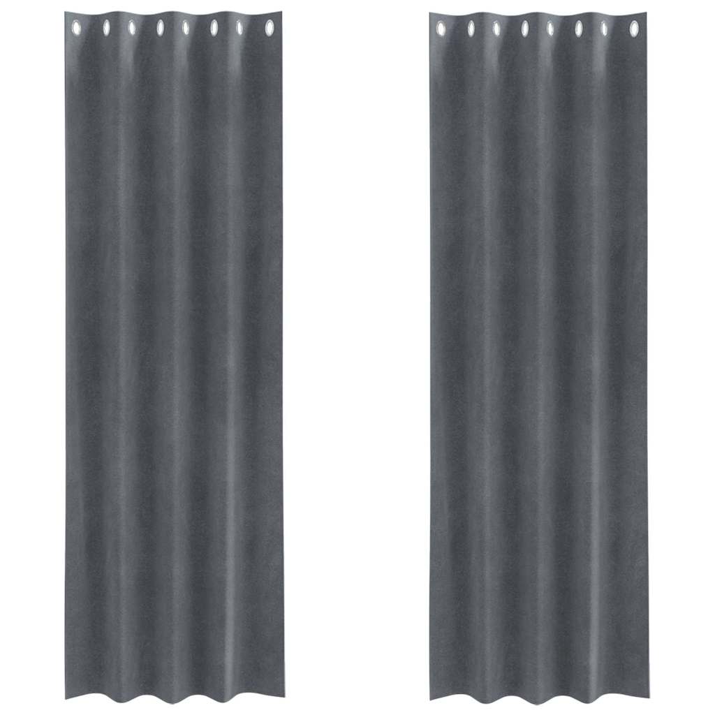 Curtains with Curtains 2 pcs Light grey 140 x 245 cm Velvet