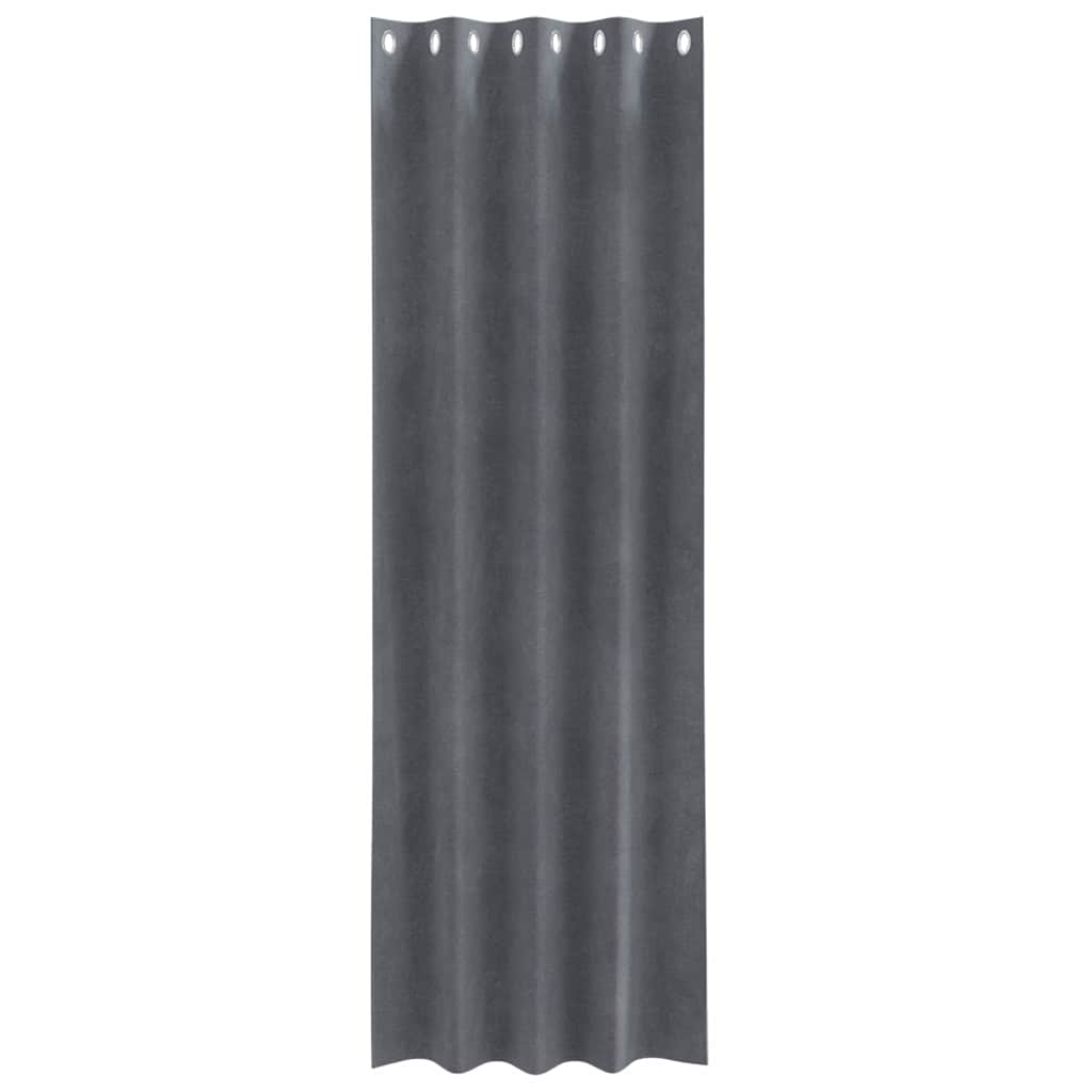 Curtains with Curtains 2 pcs Light grey 140 x 245 cm Velvet