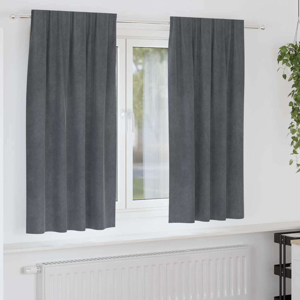 Curtains with Curtains 2 pcs Light grey 140 x 175 cm Velvet