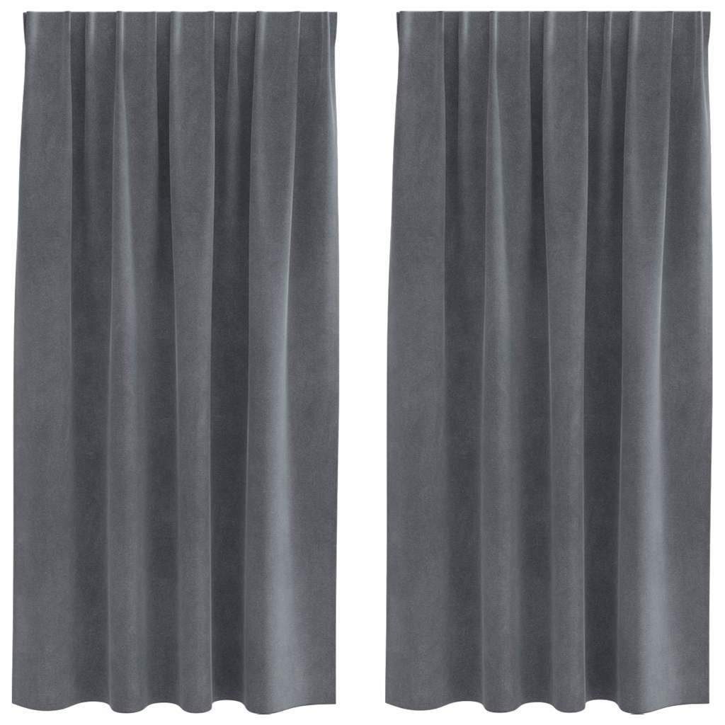 Curtains with Curtains 2 pcs Light grey 140 x 175 cm Velvet