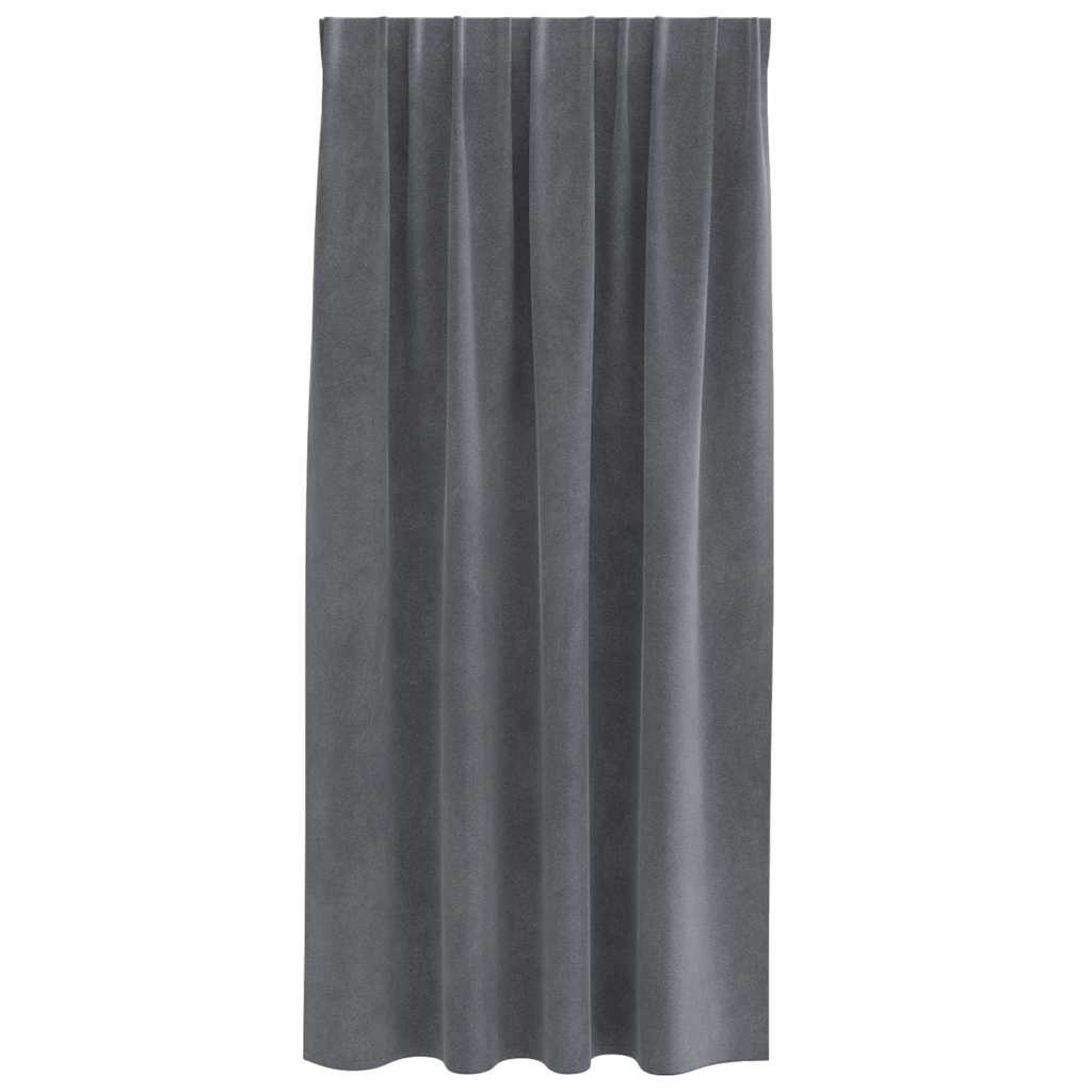 Curtains with Curtains 2 pcs Light grey 140 x 175 cm Velvet