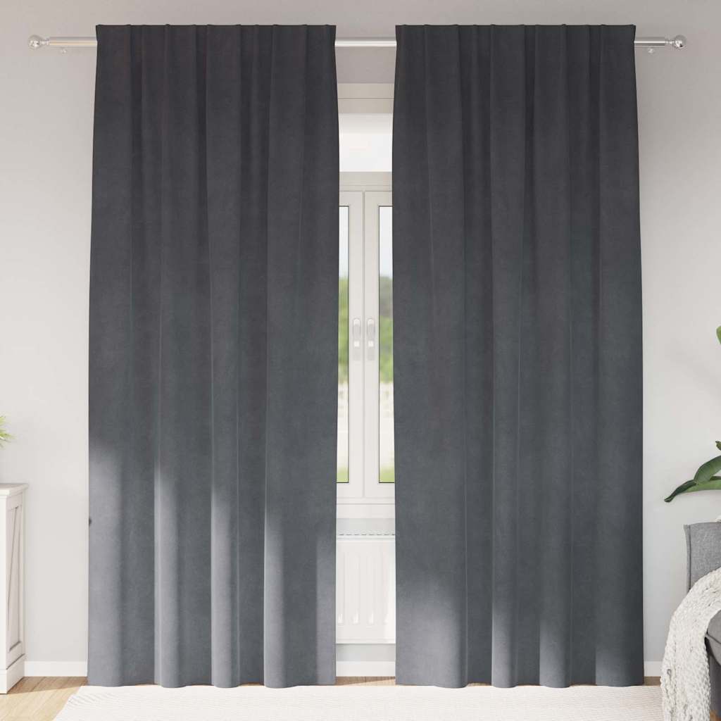Curtains with Curtains 2 pcs Light grey 140 x 225 cm Velvet