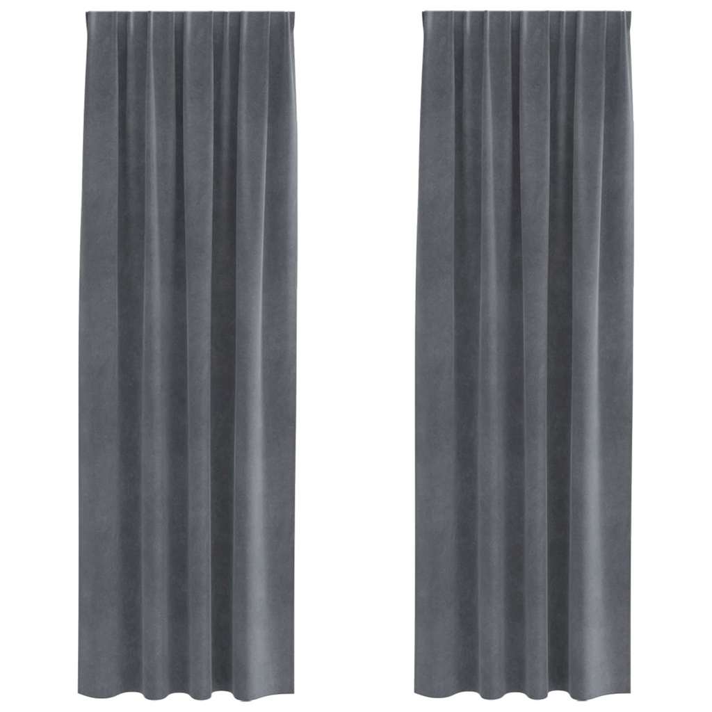 Curtains with Curtains 2 pcs Light grey 140 x 225 cm Velvet
