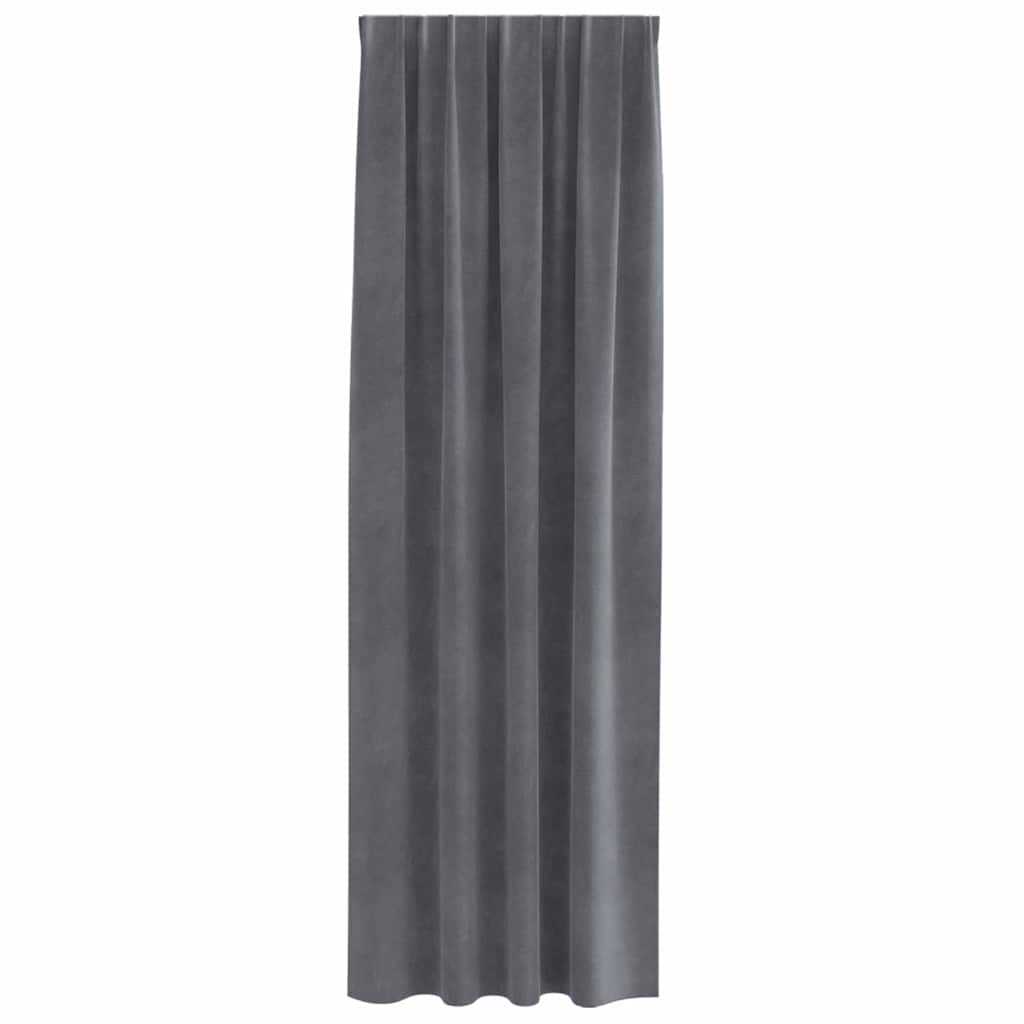Curtains with Curtains 2 pcs Light grey 140 x 225 cm Velvet