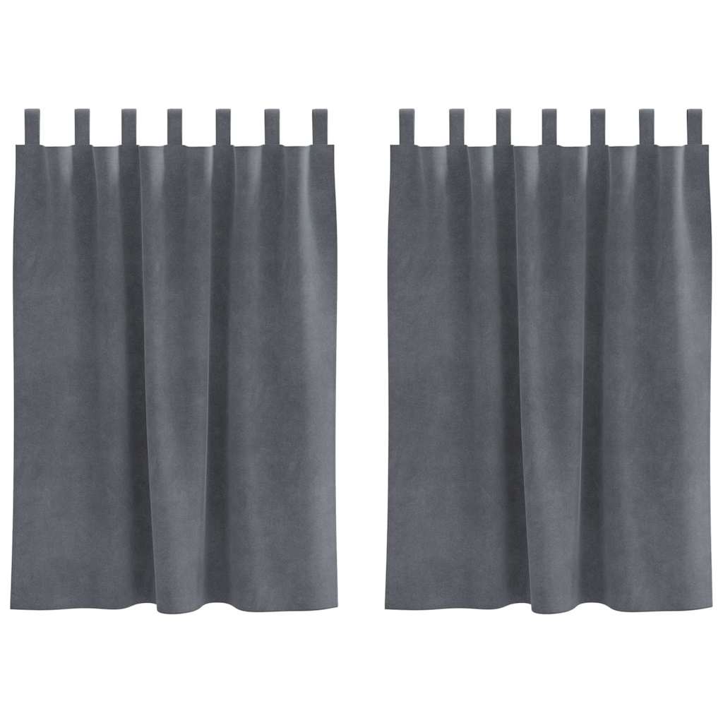 Curtains with Curtains 2 pcs Light grey 140 x 140 cm Velvet