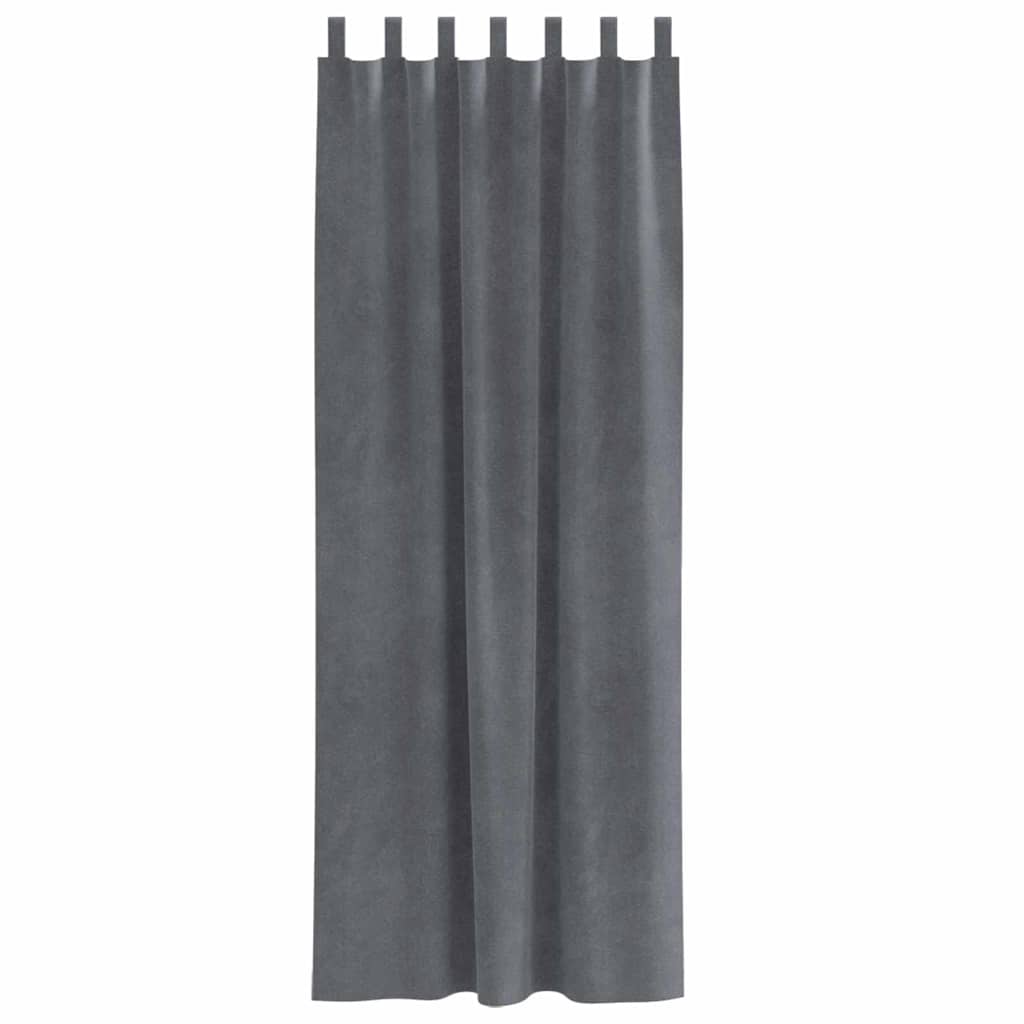 Curtains with Curtains 2 pcs Light grey 140 x 260 cm Velvet