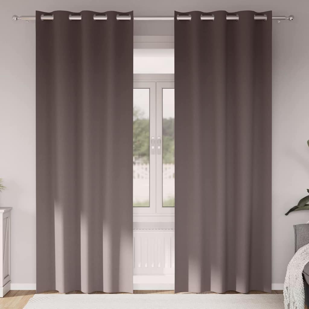 Blackout Curtains with Curtains Dark Brown Polyester