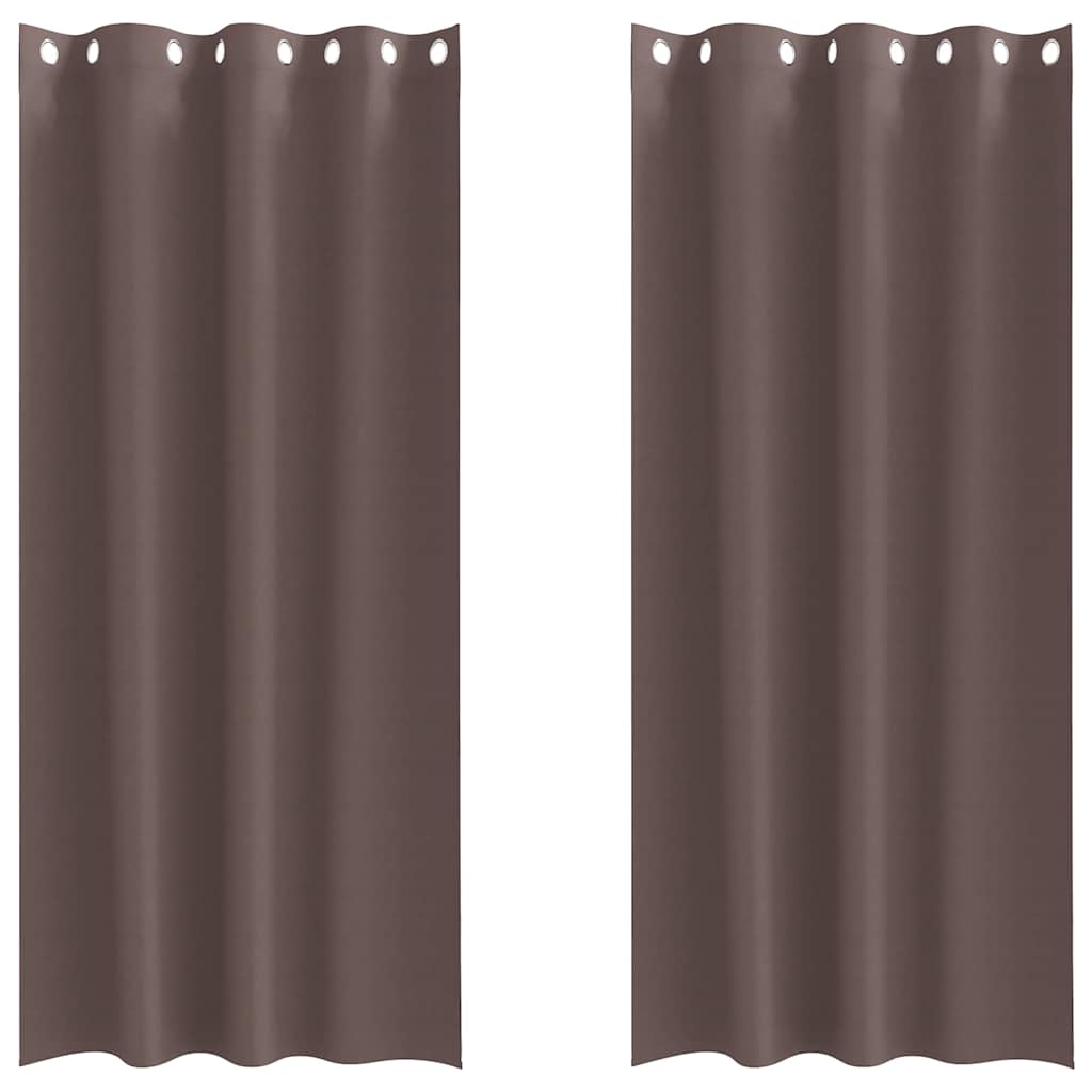Blackout Curtains with Curtains Dark Brown Polyester
