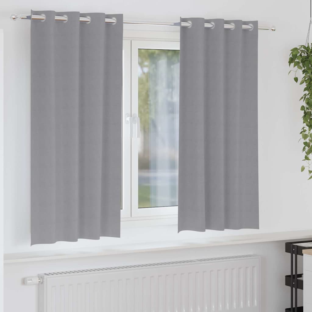 Blackout Curtains with Curtains Light Grey Polyester