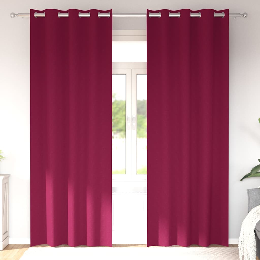 Blackout Curtains with Curtains Wine Red Polyester