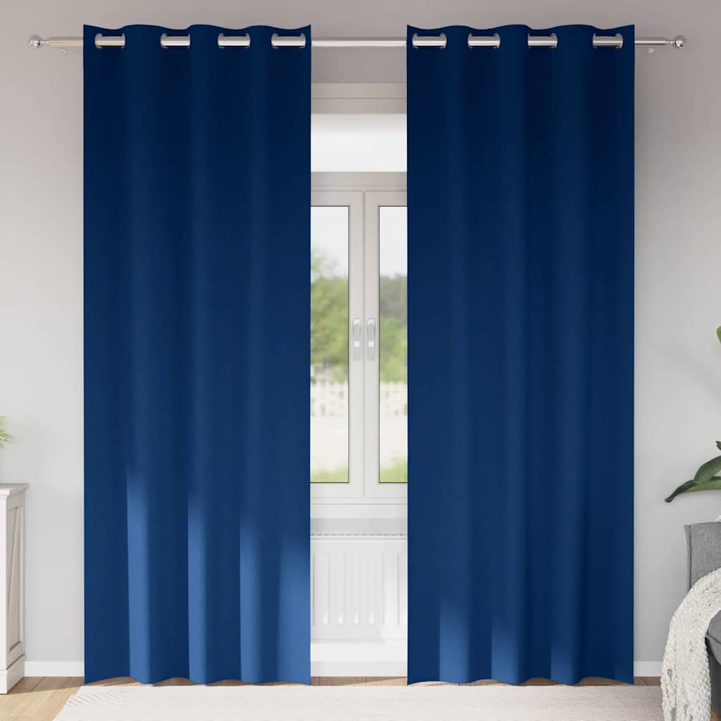 Blackout Curtains with Curtains Dark Blue Polyester