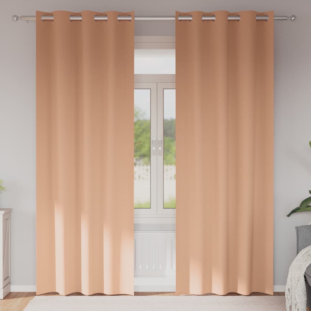 Blackout Curtains with Curtains Light Brown Polyester