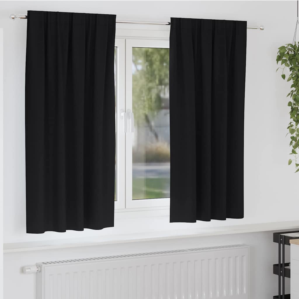 Blackout Curtains with Curtains Black Polyester