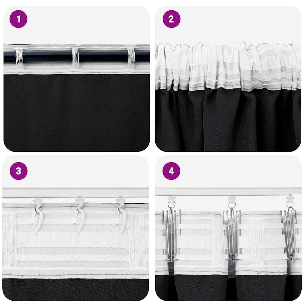 Blackout Curtains with Curtains Black Polyester