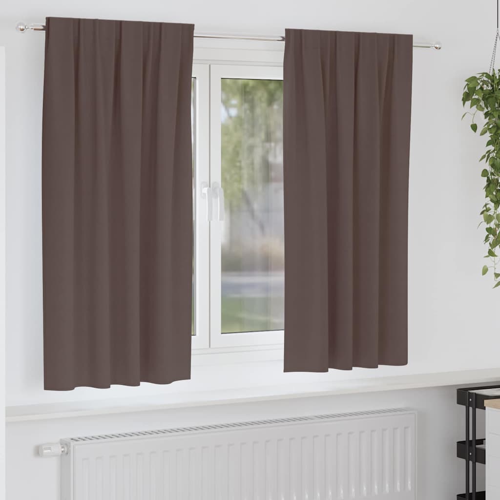 Blackout Curtains with Curtains Dark Brown Polyester