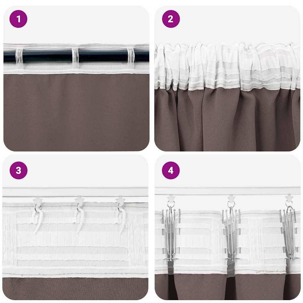 Blackout Curtains with Curtains Dark Brown Polyester