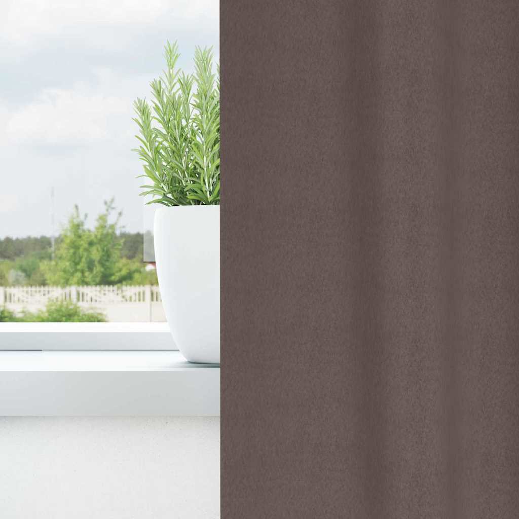Blackout Curtains with Curtains Dark Brown Polyester