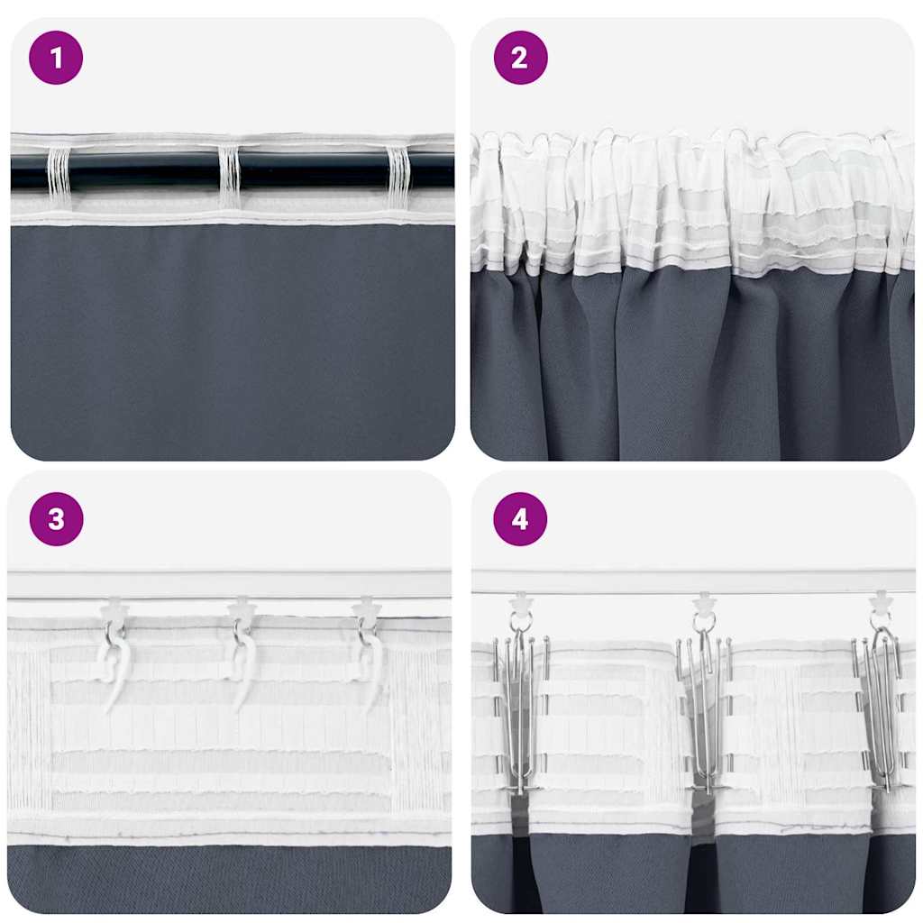 Blackout Curtains with Curtains Anthracite Polyester