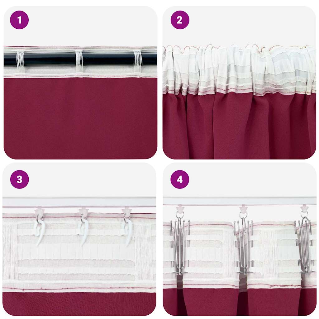 Blackout Curtains with Curtains Wine Red Polyester