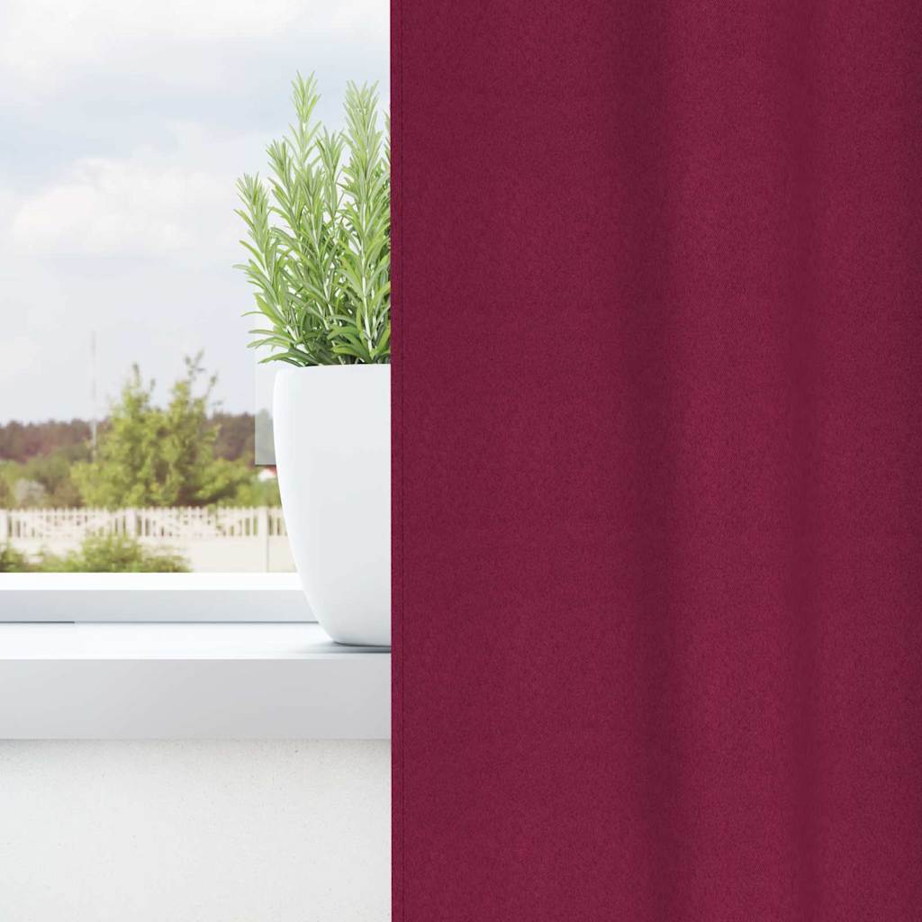 Blackout Curtains with Curtains Wine Red Polyester