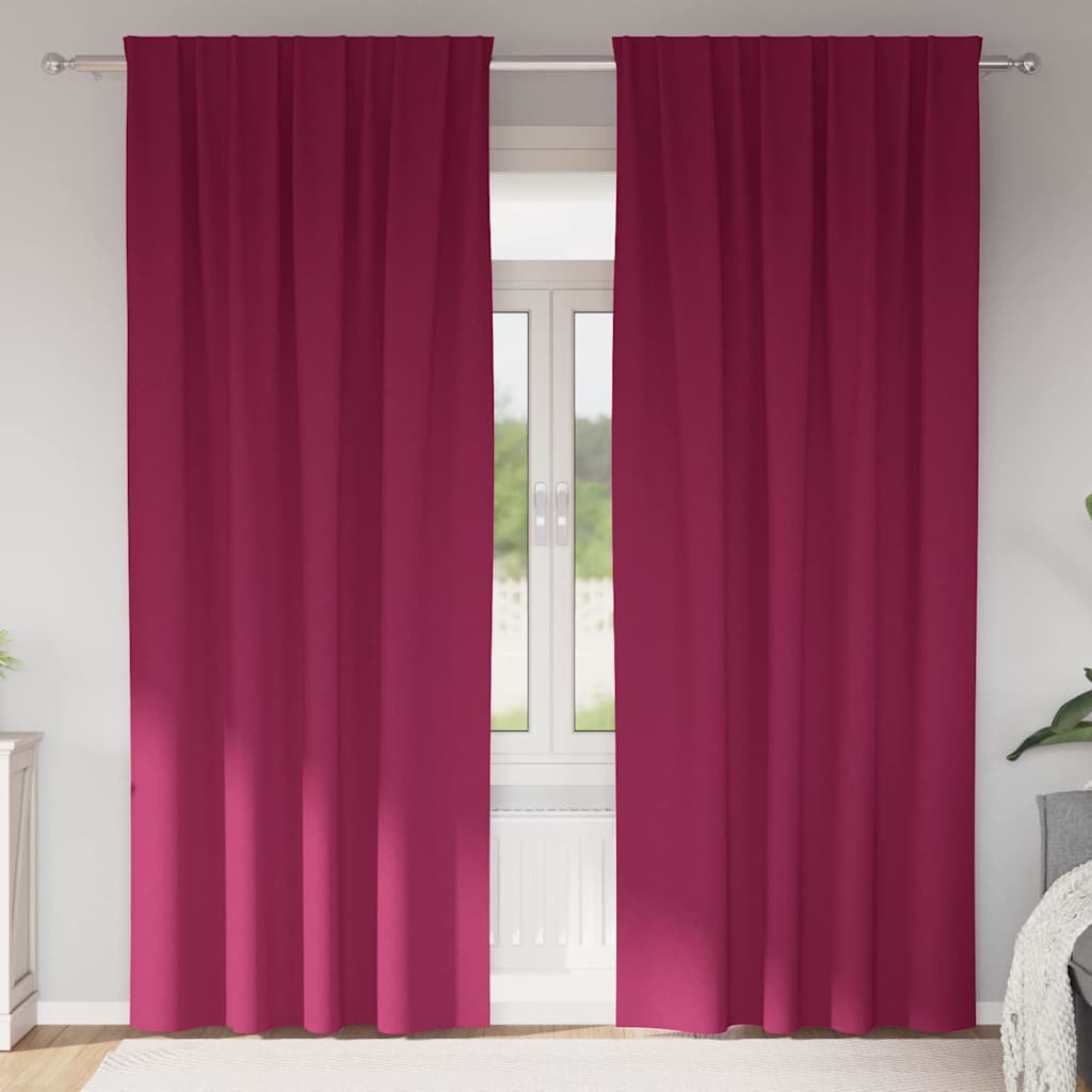 Blackout Curtains with Curtains Wine Red Polyester